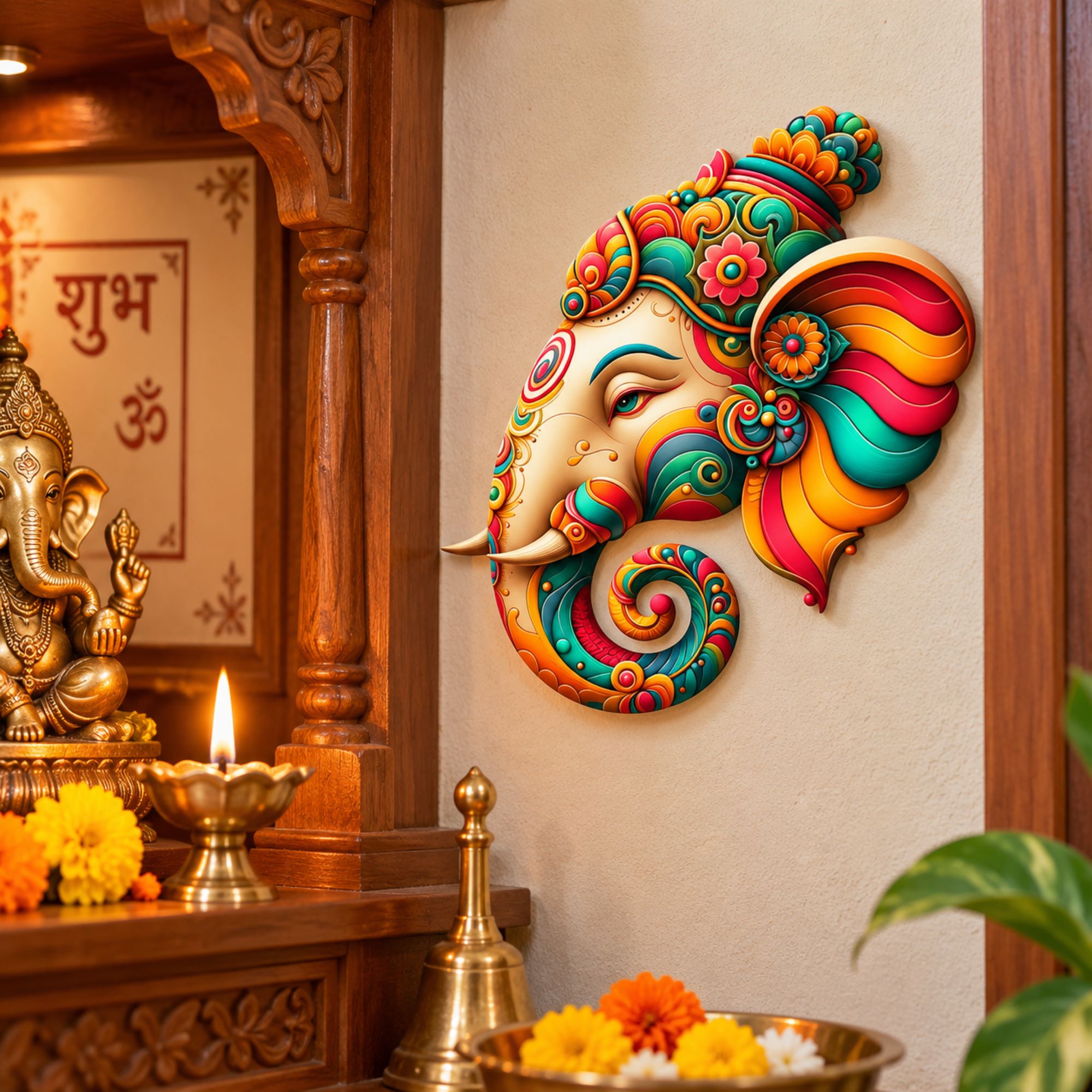 wooden ganesha cutout