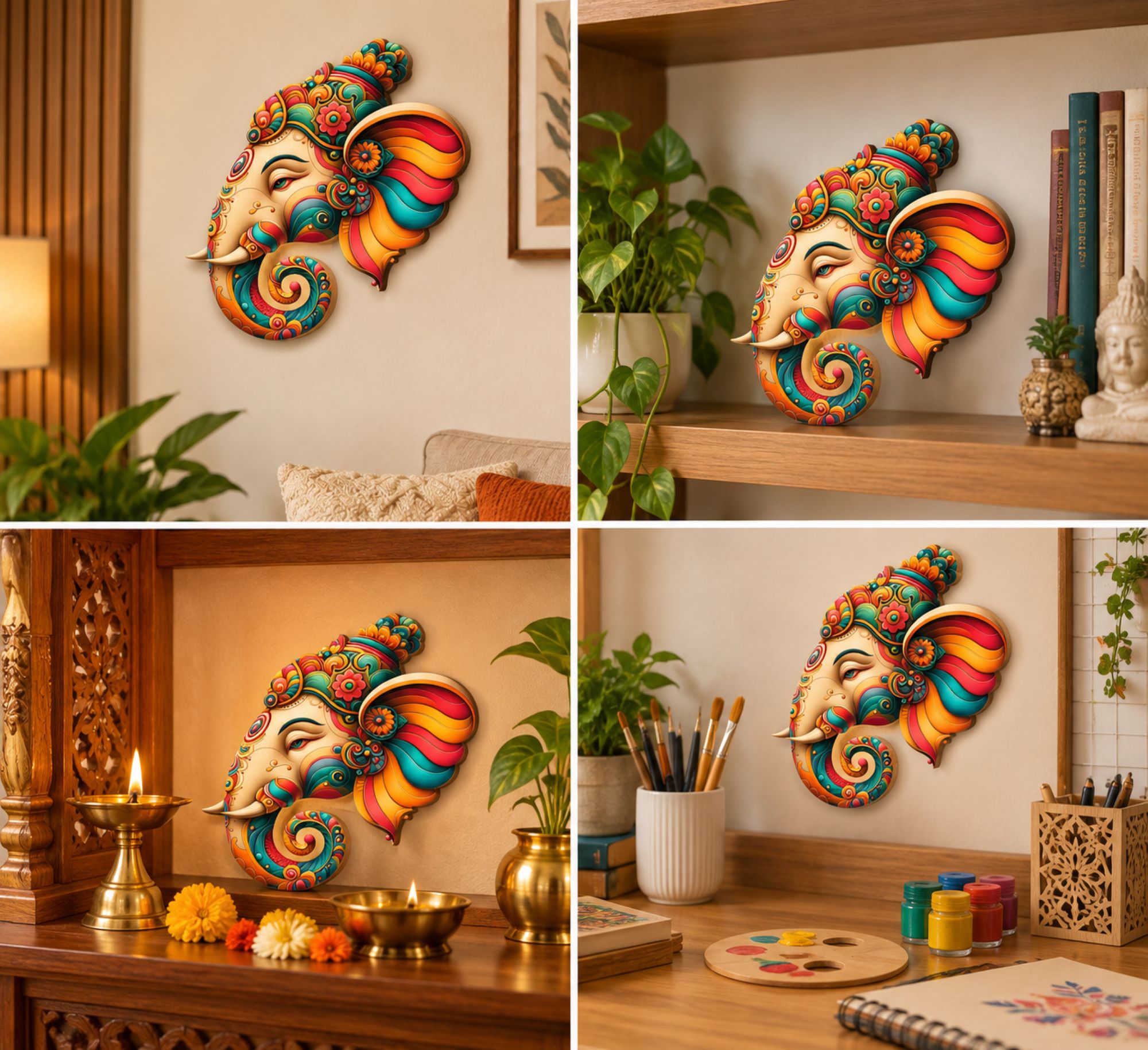 printed wooden ganesha