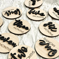Cliths 1 Set Wooden Monthly Milestone Discs 1-12 Months  Baby Photo