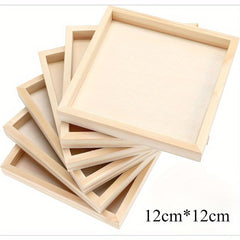 Whittlewud 6 Pack Wooden Canvas Box Trays DIY Craft Trays Painting, 3D Puzzles & Home Decor