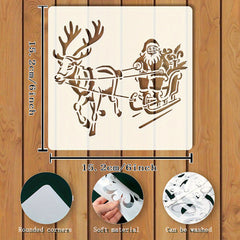 reusable christmas sleigh painting stencil for wall decoration