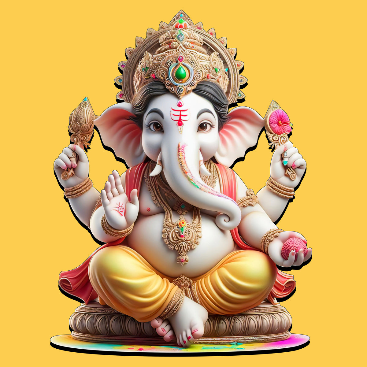 American Elm Ganesh Laxmi 3.5 inch MDF Printed Cutouts for Diwali Puja Decoration Items, Hanging ornaments