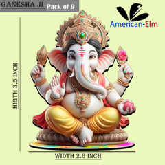 American Elm Ganesh Laxmi 3.5 inch MDF Printed Cutouts for Diwali Puja Decoration Items, Hanging ornaments
