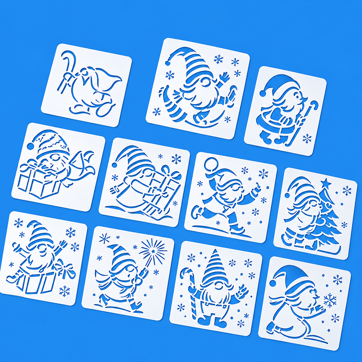christmas stencil set for diy art and craft santa gnome christmas tree snowflake lettering