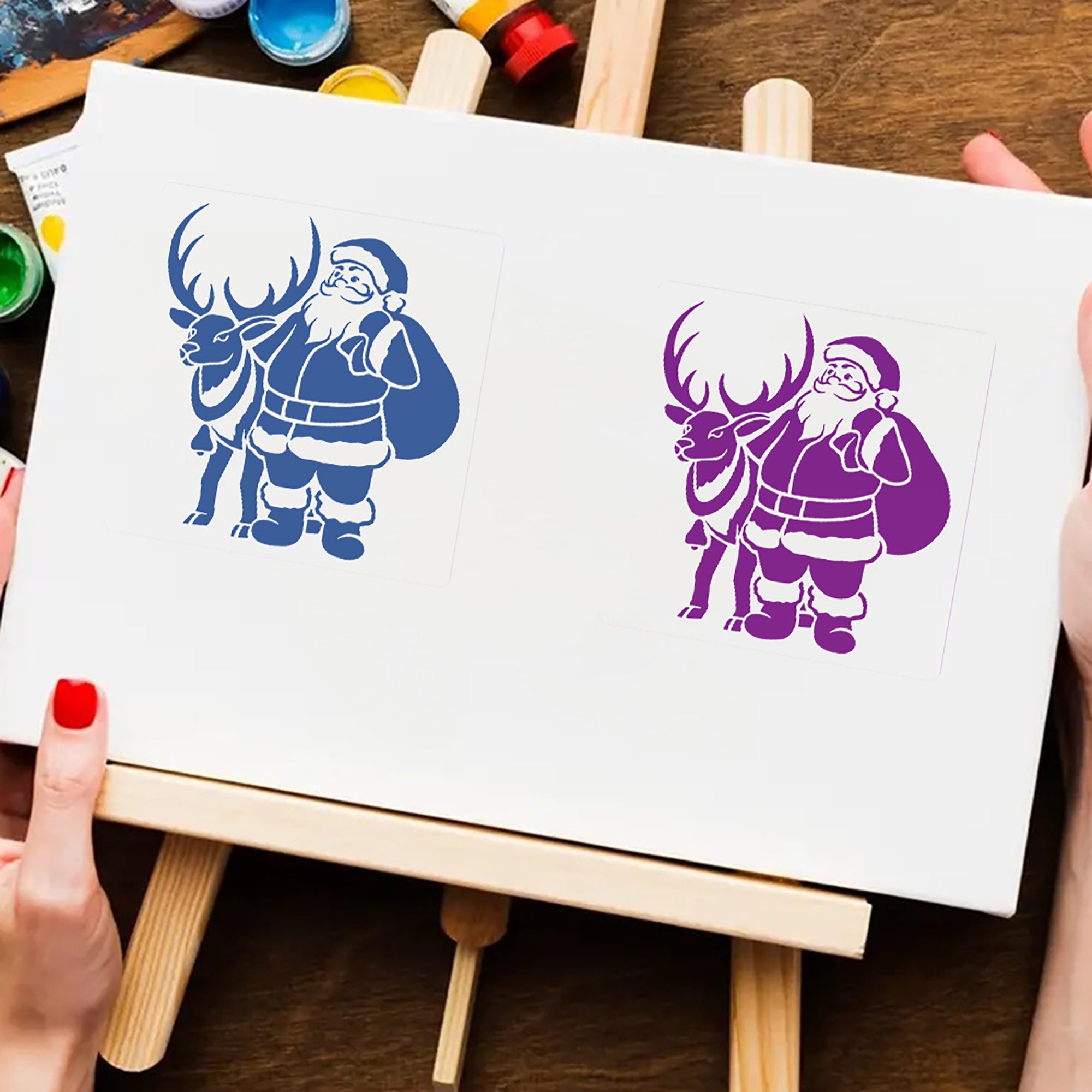 santa and reindeer template for diy christmas art and craft
