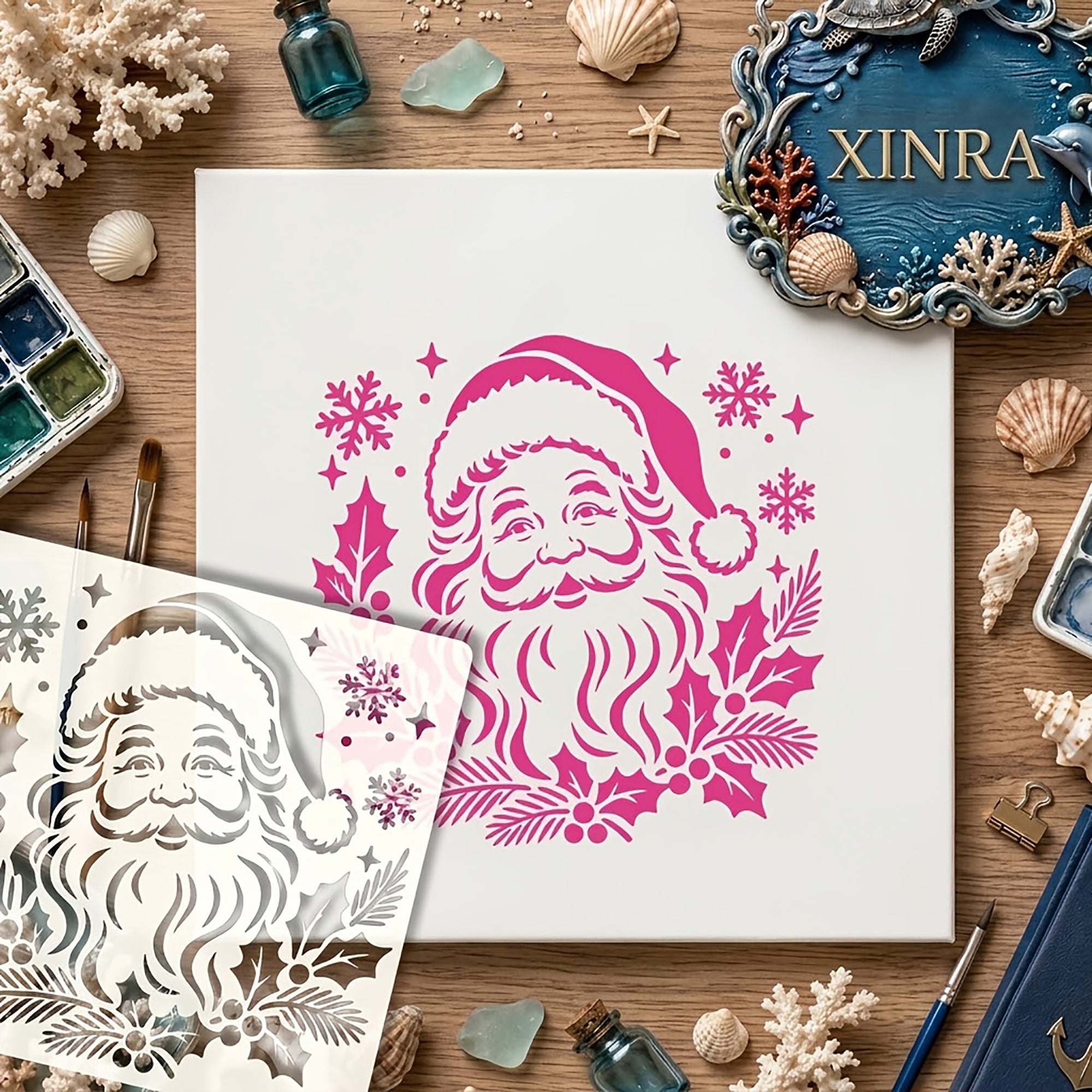 plastic christmas painting template for fabric and glass