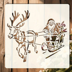 christmas santa reindeer sleigh stencil for diy art and craft