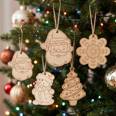wooden Christmas decorations for art and craft projects