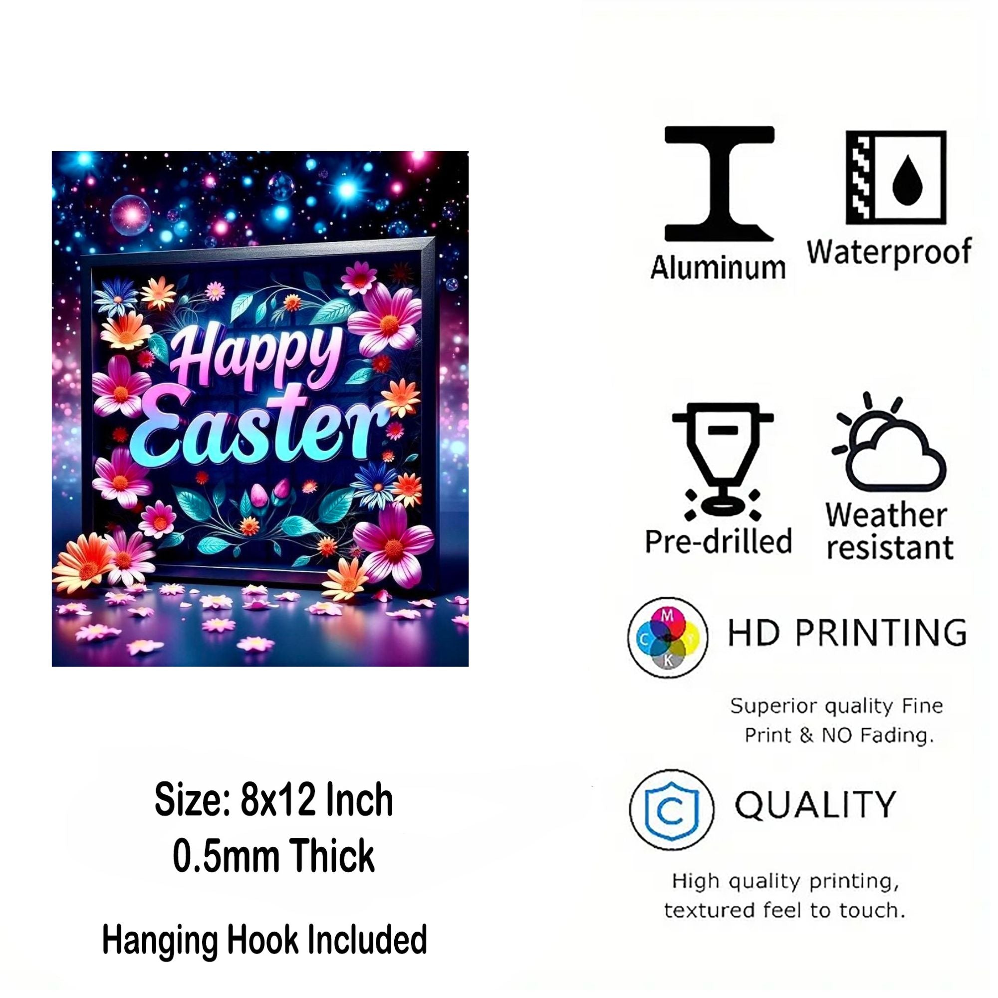 glossy aluminum easter wall painting