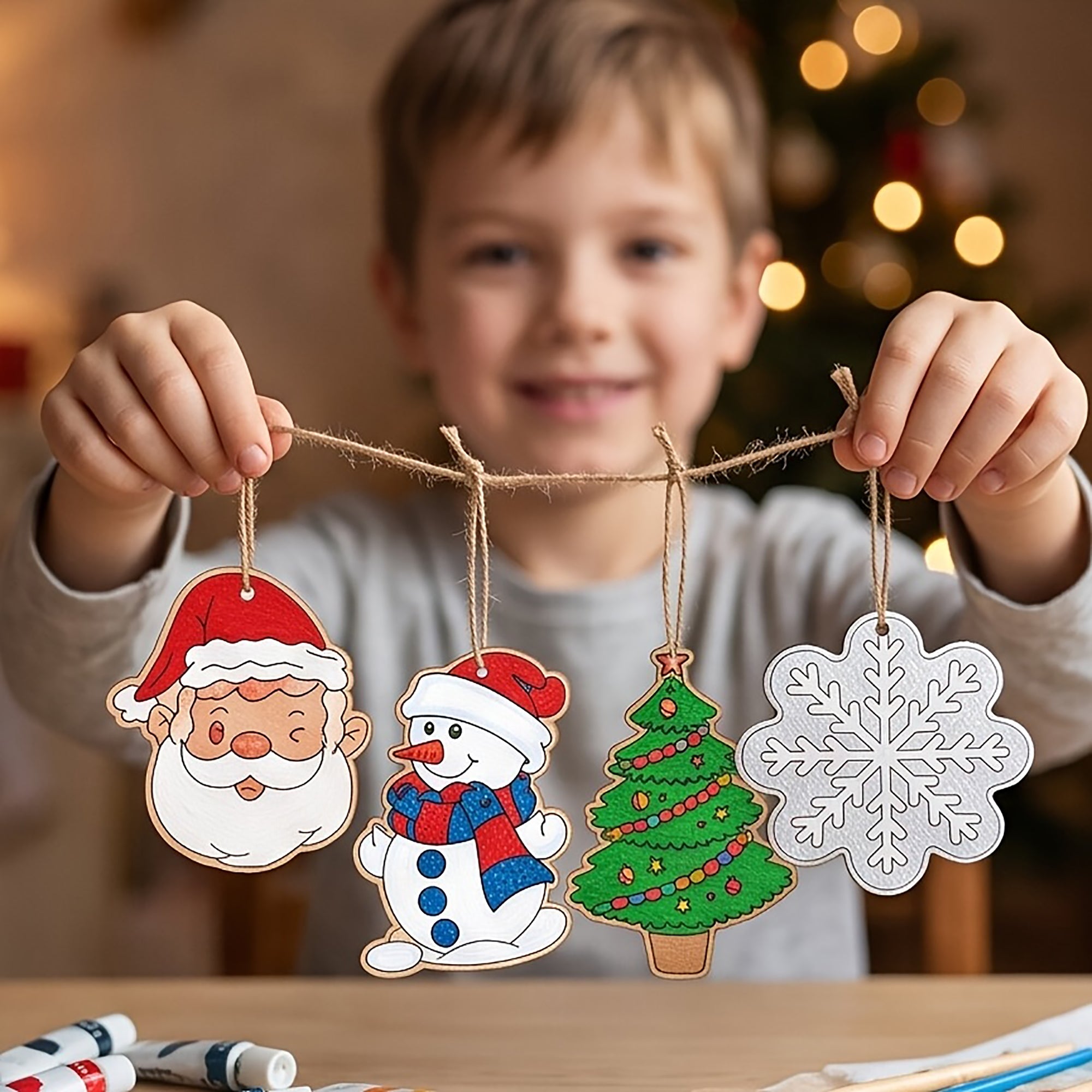 unfinished wooden Christmas shapes for painting