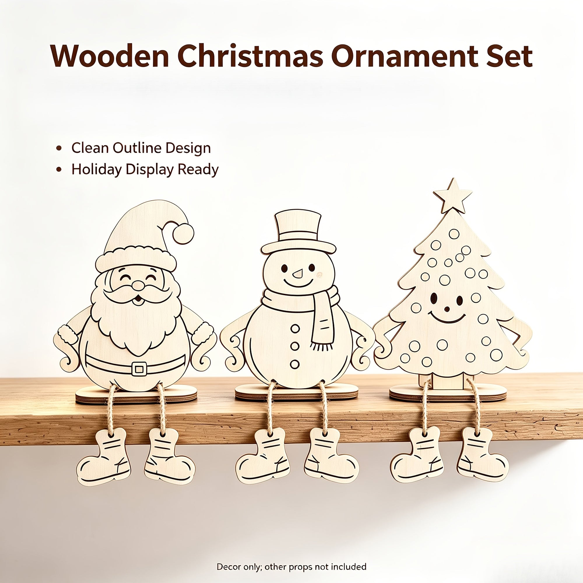 wooden Christmas ornaments for painting and decoration