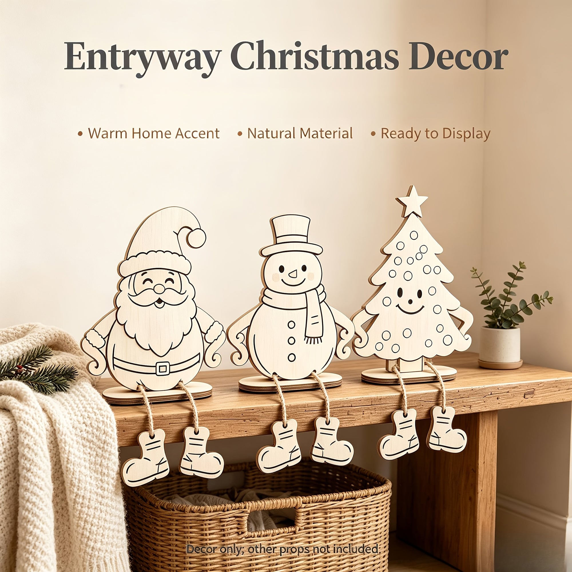 pack of 3 wooden Christmas craft blanks