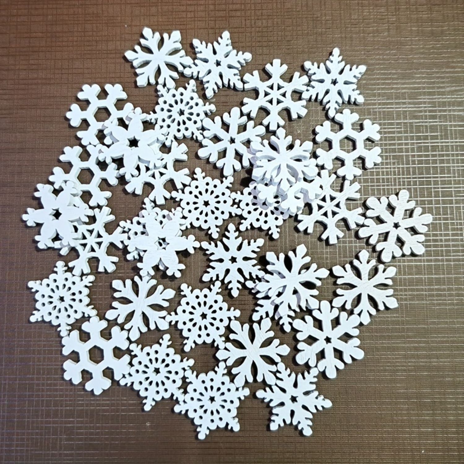 Mini wood snowflakes for DIY art and craft projects