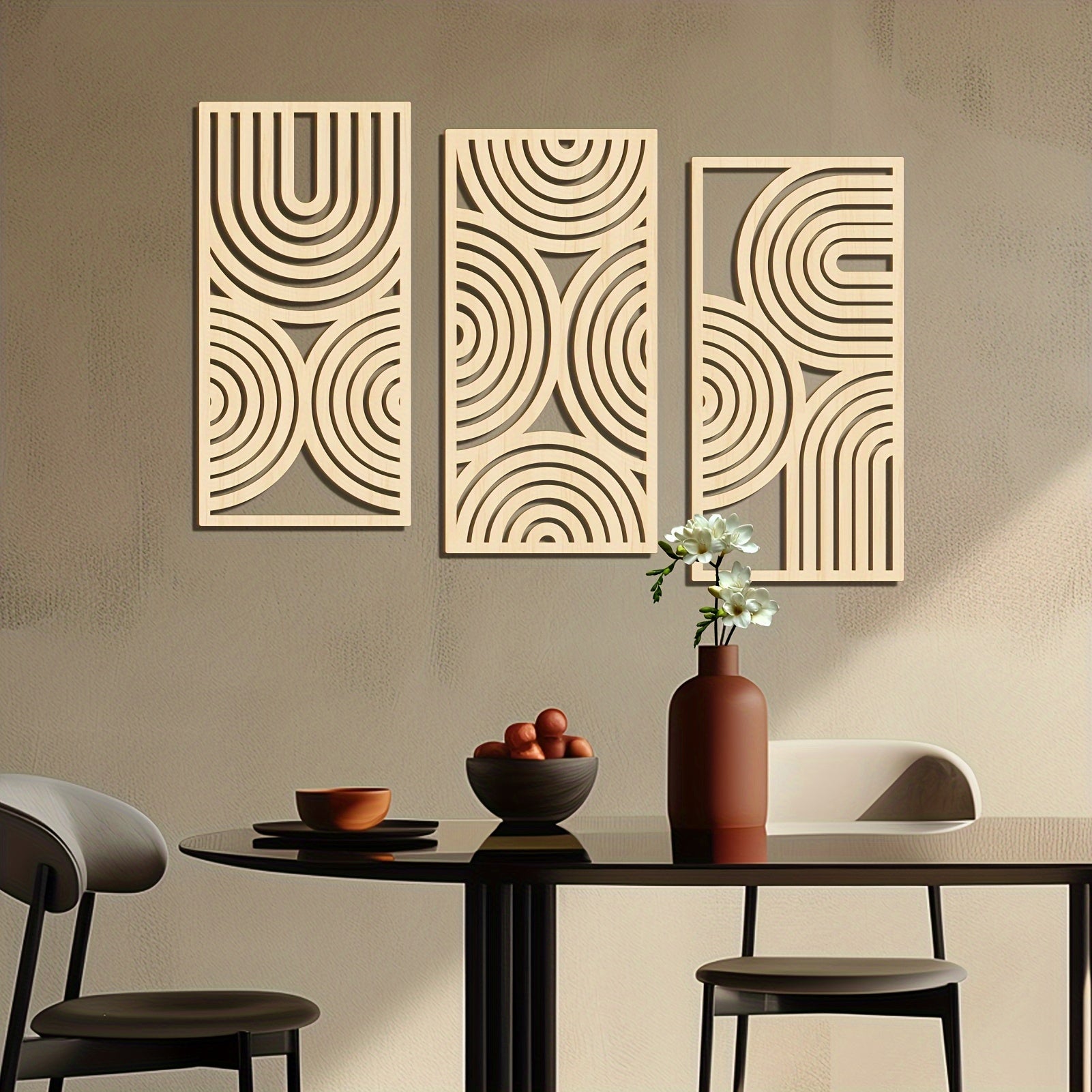 modern boho wooden wall hanging set