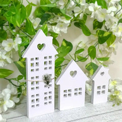 wooden house tabletop decor set
