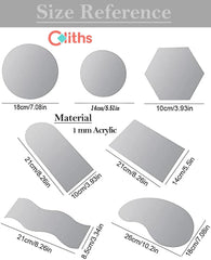 Size reference chart for acrylic sheets with Cliths branding