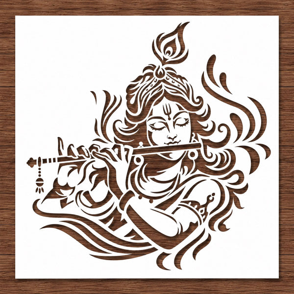 Cliths Shri Krishna Stencil for Painting Hindu God Stencil for Wall Art, Fabric T-Shirt