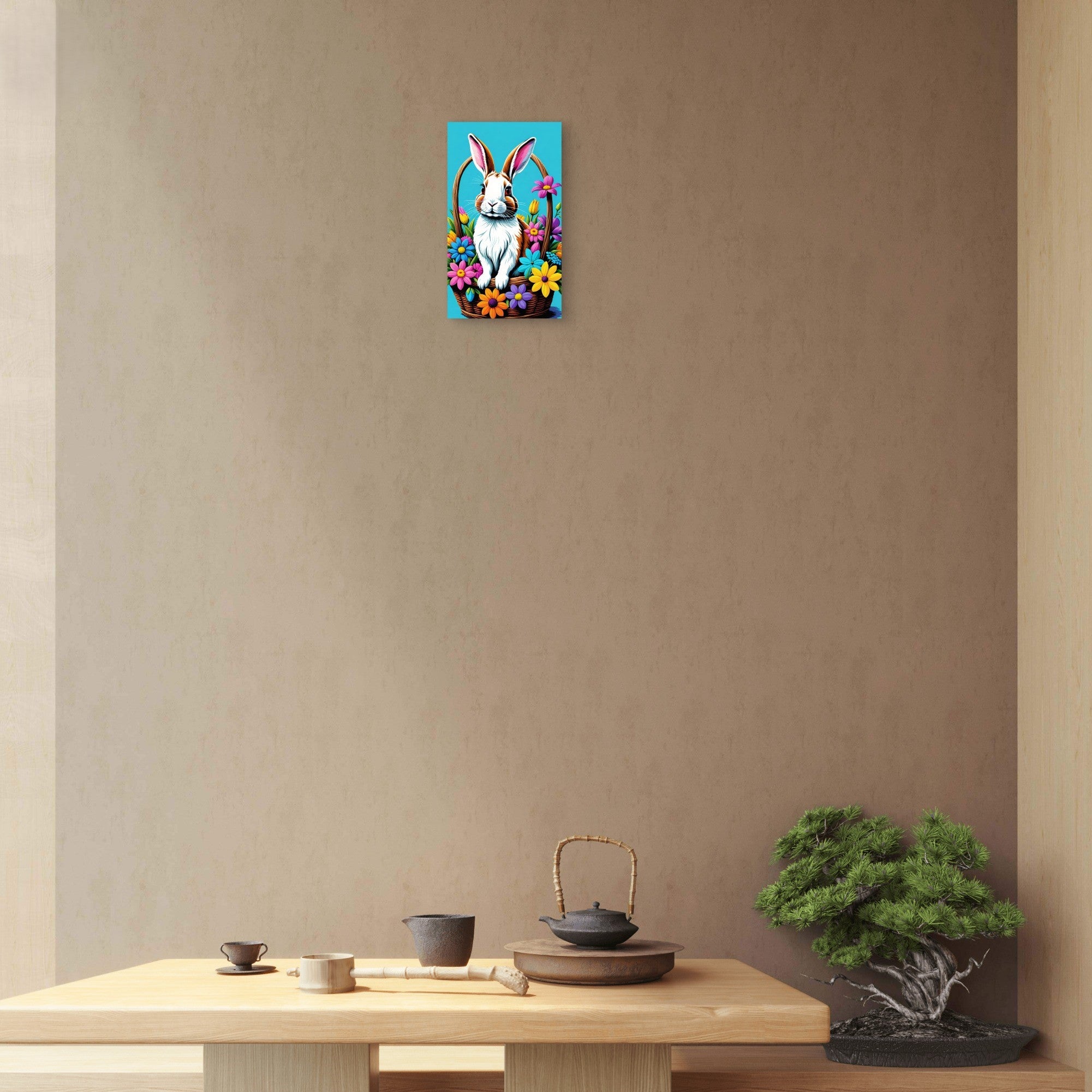 spring season bunny floral wall decor for home decoration