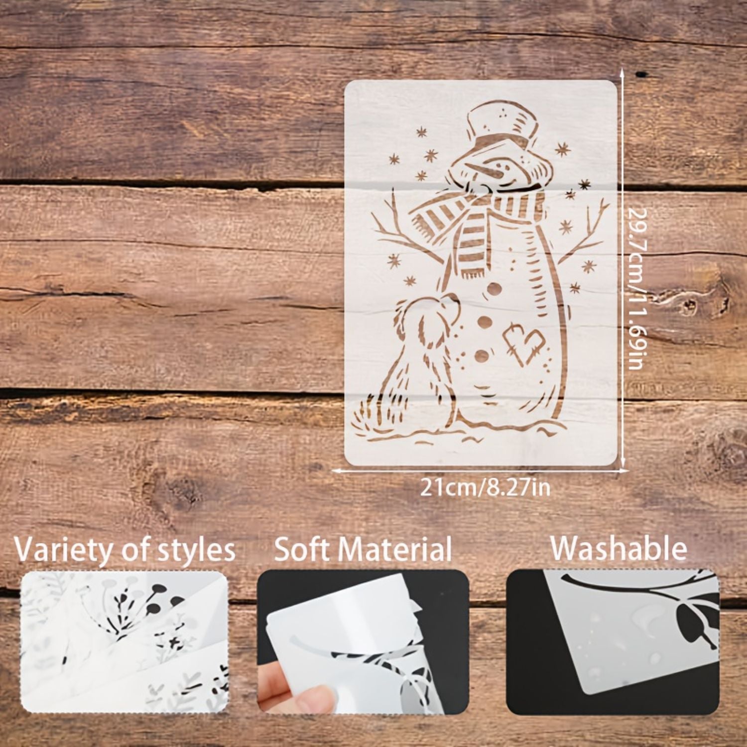 large snowman stencil 29.7x21 cm
