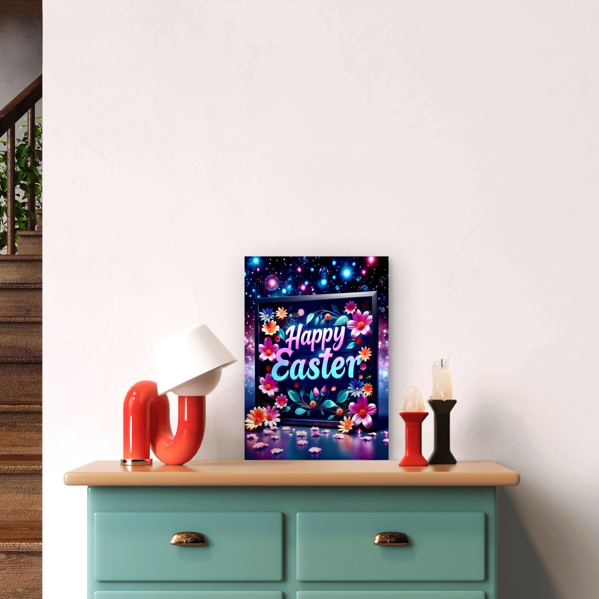 easter bunny wall decor metal print