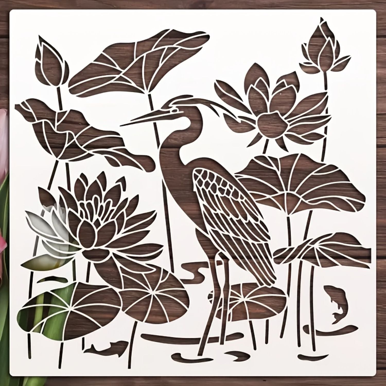 Nature-themed stencil for canvas, fabric, and wall art