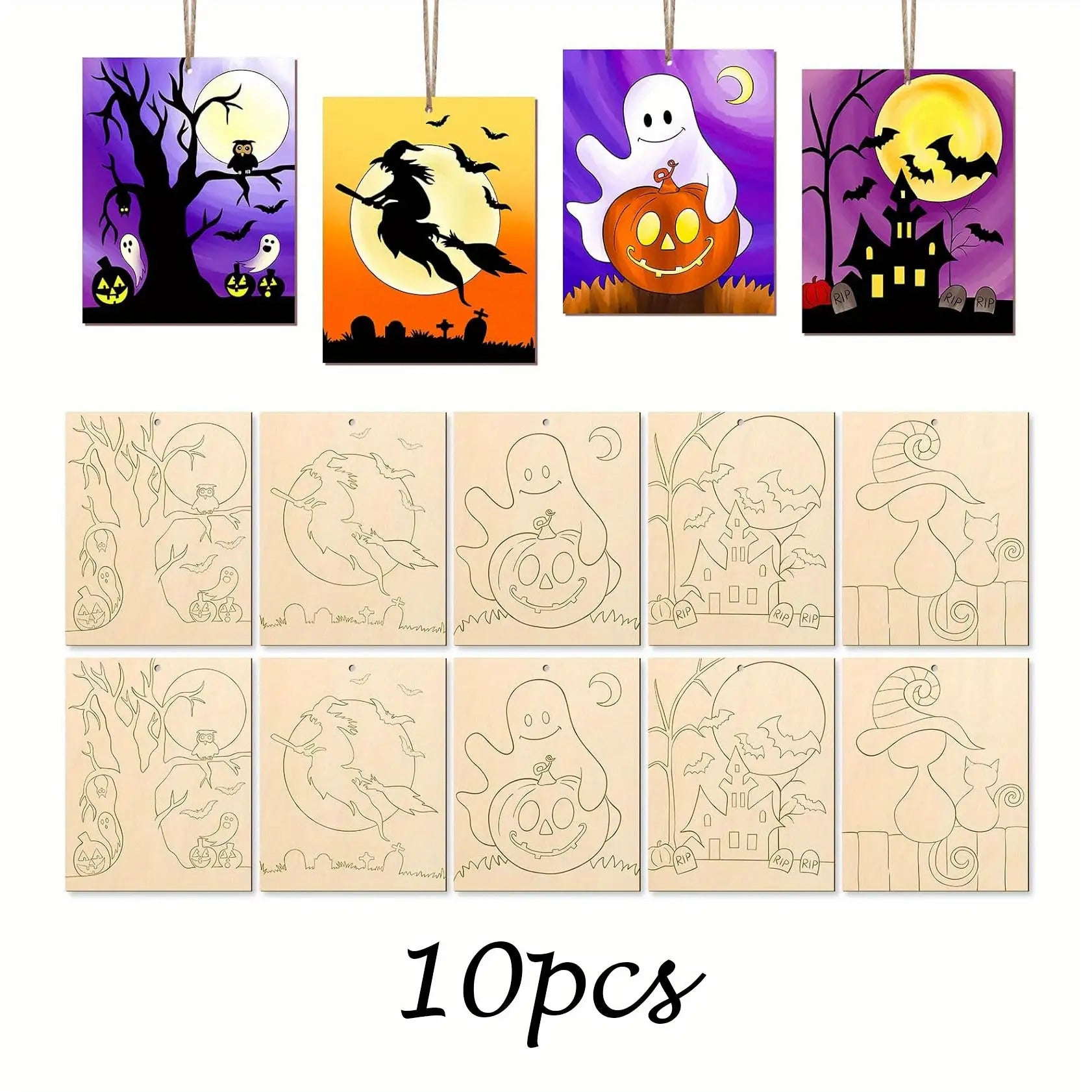 paintable wood halloween ornaments for wall decoration