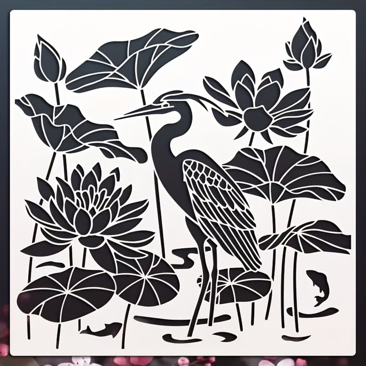 Reusable nature landscape stencil for canvas and wood