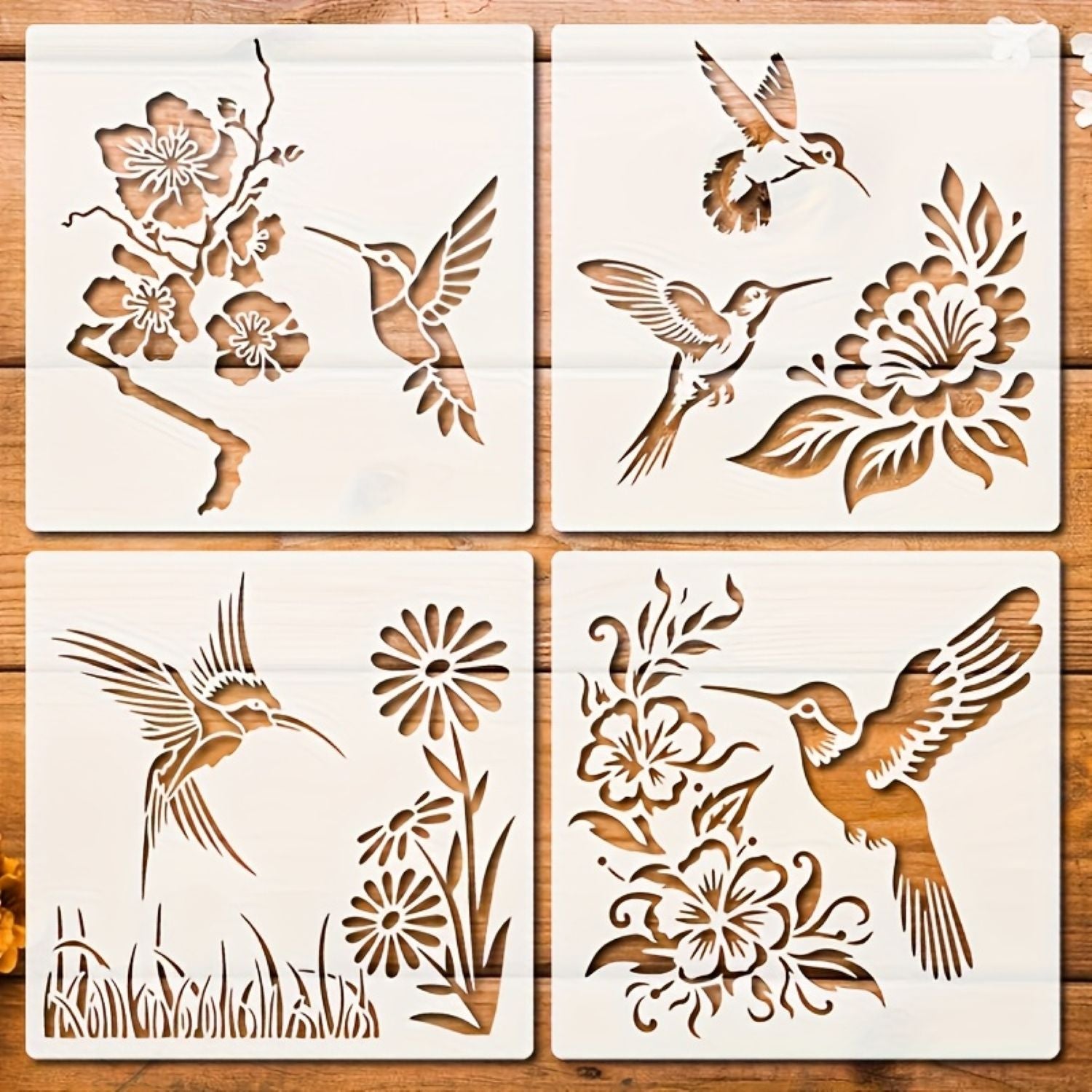 Bird and branch stencil set for wall and furniture painting