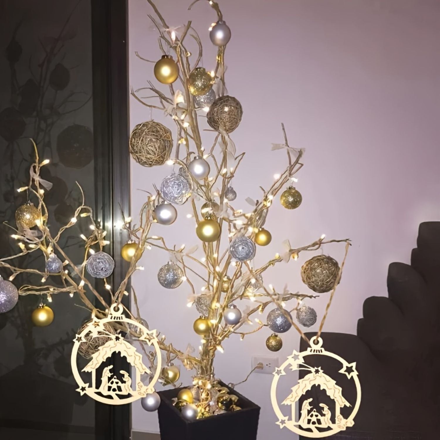 festive wooden hanging decorations