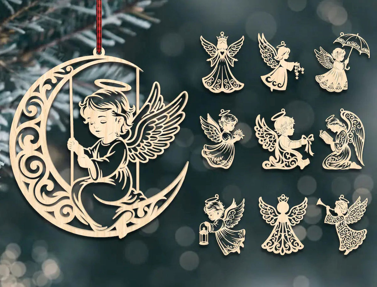 angel wooden ornament for christmas tree