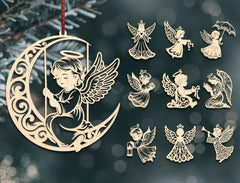 angel wooden ornament for christmas tree