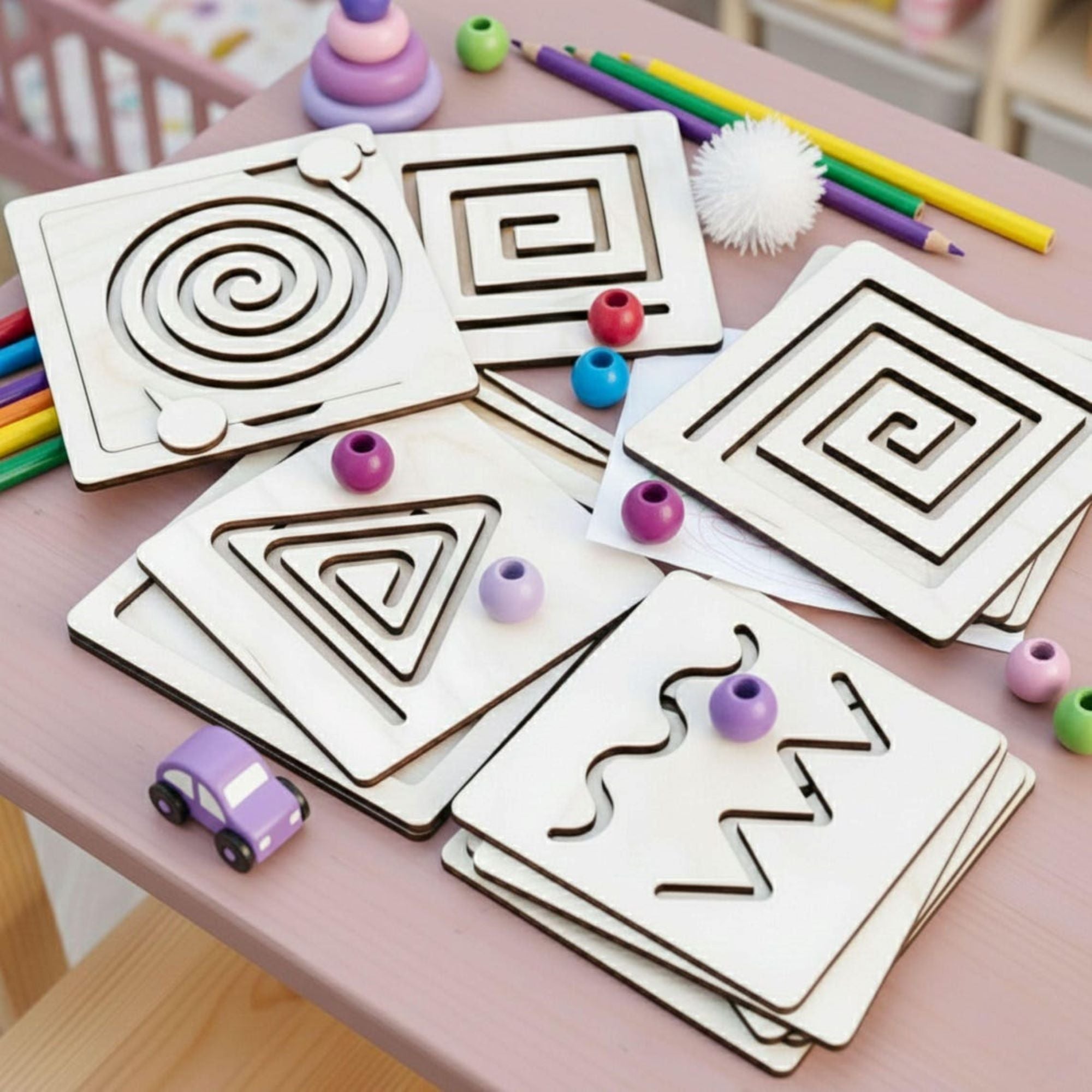 montessori wooden tracing board set for kids