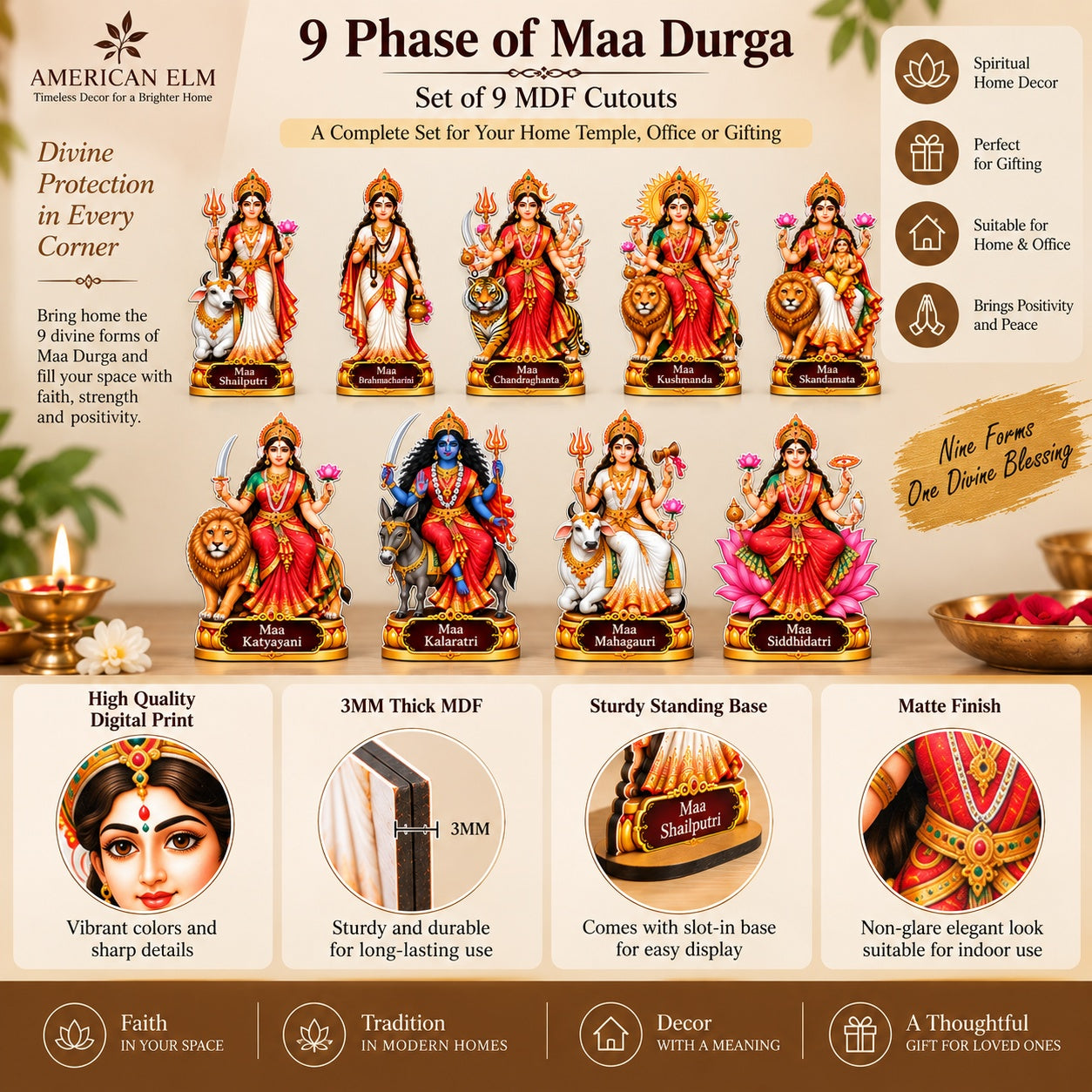 Navdurga tabletop decor for Dussehra