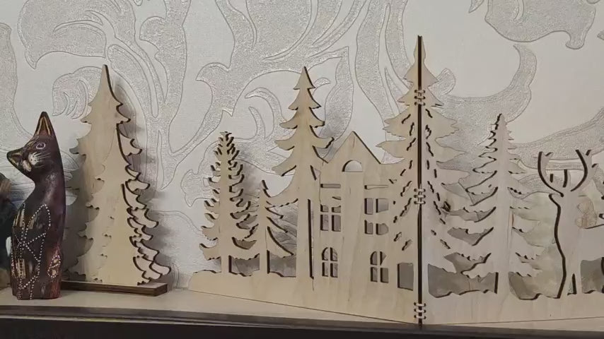 large holiday standing wooden decorations