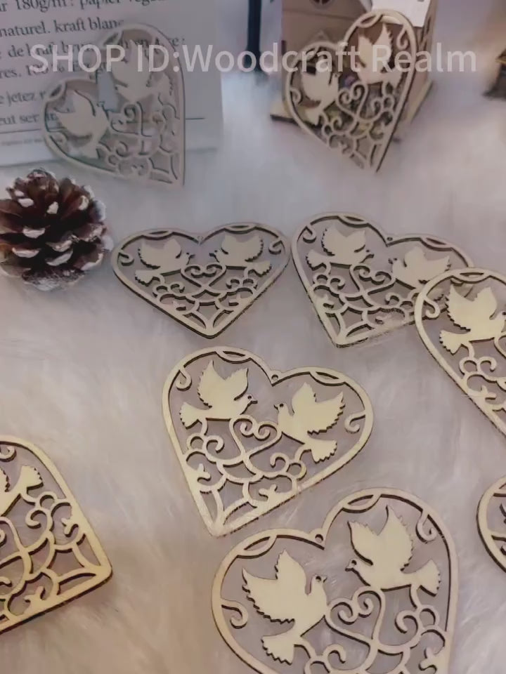 dove heart wooden base
