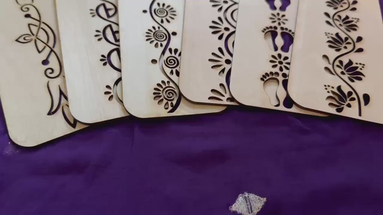 wooden stencil for floor rangoli borders
