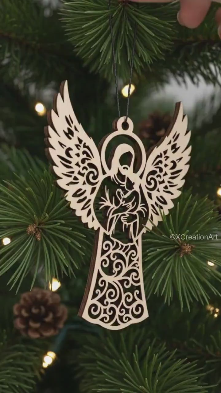 Christian Shape Wooden Cutouts for DIY Art & Craft, Laser Cut Jesus Angel Wing Wood Craft Base for Painting & Hanging Pack of 6 – Cliths