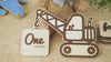 American Elm 9 Piece Construction Crane Baby Milestone Sign Set Wooden Set for Baby Photoshoot
