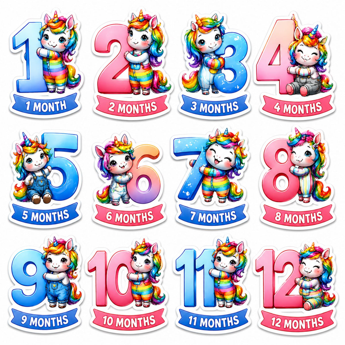 unicorn theme baby milestone cards