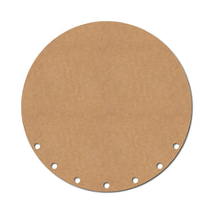 Round cardboard cutout with holes on a white background
