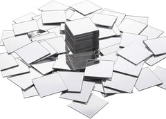 Stack of small square mirrors on a white background