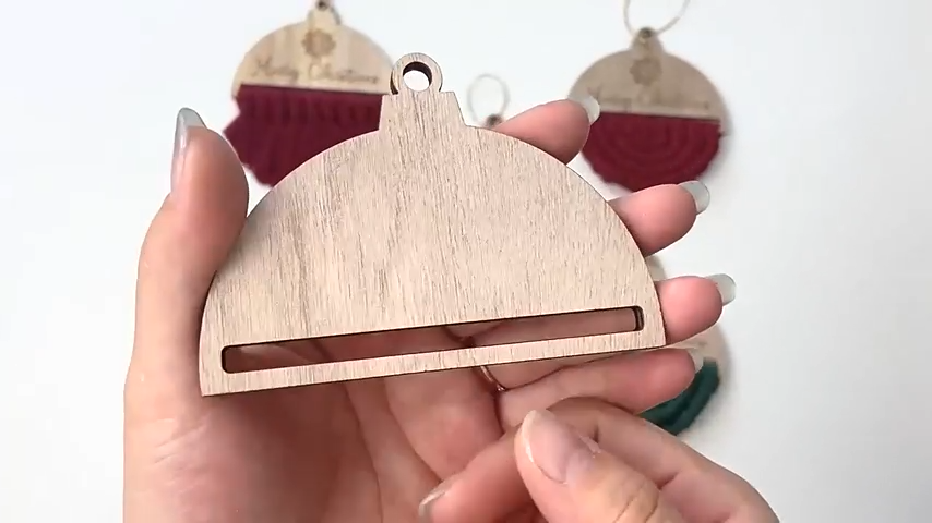 macrame christmas wooden ornaments