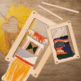 Whittlewud Set of 2 (11.9 x 7.8In) & (8 x 5.2In) Weaving Looms Mini Loom with Weaving Needle Wooden DIY Weaving Loom for Kids, Small Weaving Loom for Adult Multi-Craft Knitting