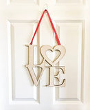 Cliths Pack of Wooden Heart for Wall Decor, Wall Hanging, Wooden Love Door Sign , Word Sign, Bedroom Heart Door Decor. Front Door Hanger