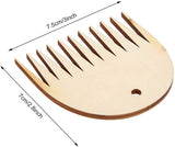 Whittlewud Pack of 5 Teeth (2.8Inch x 3Inch) Wooden Weaving Comb, Portable Tapestry Weaving Loom Comb Tool DIY Braided Accessories