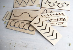 Whittlewud (10 Inch x 3 Inch) Thickness 3mm Wood Tracing Board, Montessori Learning Kids