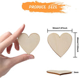 Cliths Pack of 50 pcs Unfinished Wooden 1.9 Inch Hearts Cutouts for Art & Craft, Blank Heart Shape Slices Cutouts for Decoration (Without Hole)