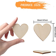 Cliths Pack of 50 pcs Unfinished Wooden 1.9 Inch Hearts Cutouts for Art & Craft, Blank Heart Shape Slices Cutouts for Decoration (Without Hole)