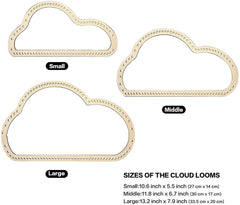 Whittlewud Pack of 3 Wood Cloud Weaving Loom Cloud Shape 3 Sets with Weaving Needles and Tools Suit for Kids, Beginners and Weaving Lovers