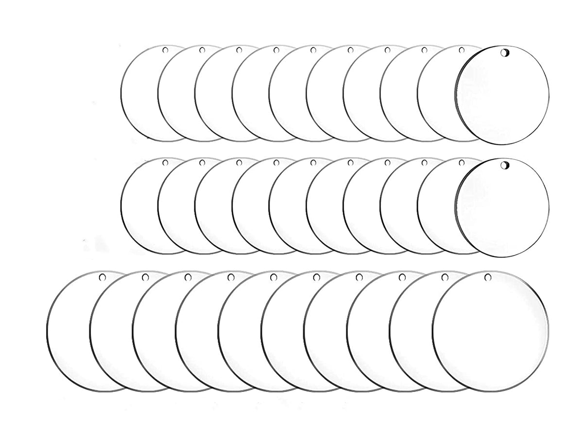 Whittlewud Pack of 30 Pieces Acrylic Blanks for Keychain Clear Acrylic Rounds Acrylic Circles Blanks